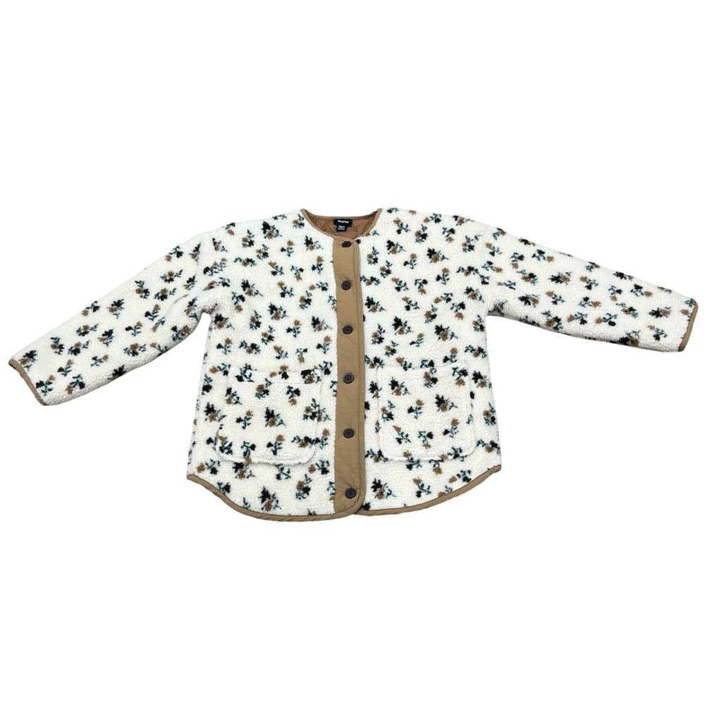 RD STYLE Sophia Sherpa Button Front Floral Cream & Tan Jacket Cottage Core Boho - Picture 7 of 14